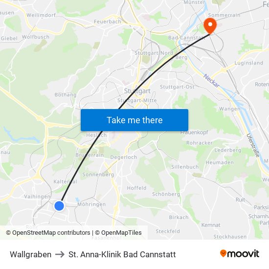 Wallgraben to St. Anna-Klinik Bad Cannstatt map