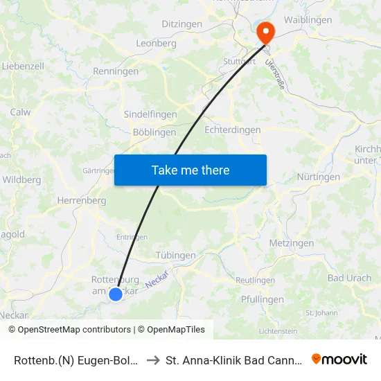 Rottenb.(N) Eugen-Bolz-Pl. to St. Anna-Klinik Bad Cannstatt map