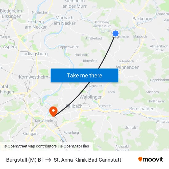 Burgstall (M) Bf to St. Anna-Klinik Bad Cannstatt map