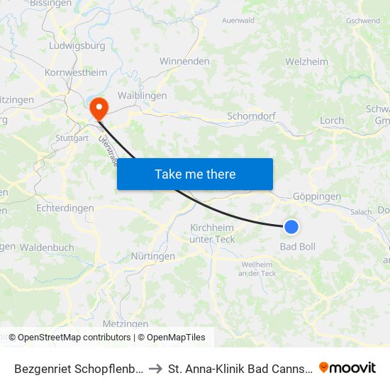 Bezgenriet Schopflenberg to St. Anna-Klinik Bad Cannstatt map