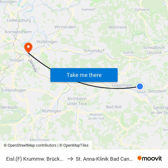 Eisl.(F) Krummw. Brückenstr. to St. Anna-Klinik Bad Cannstatt map