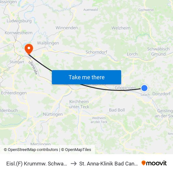 Eisl.(F) Krummw. Schwarzeng. to St. Anna-Klinik Bad Cannstatt map