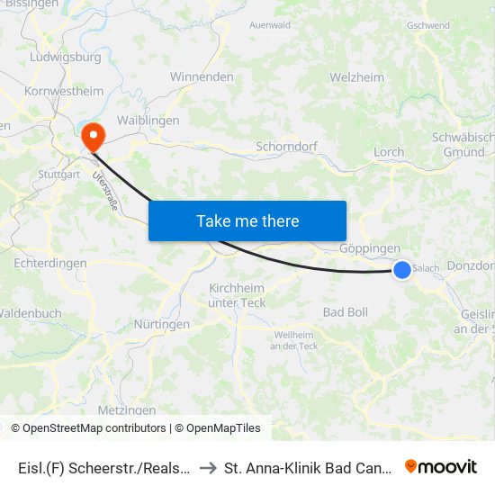 Eisl.(F) Scheerstr./Realschule to St. Anna-Klinik Bad Cannstatt map