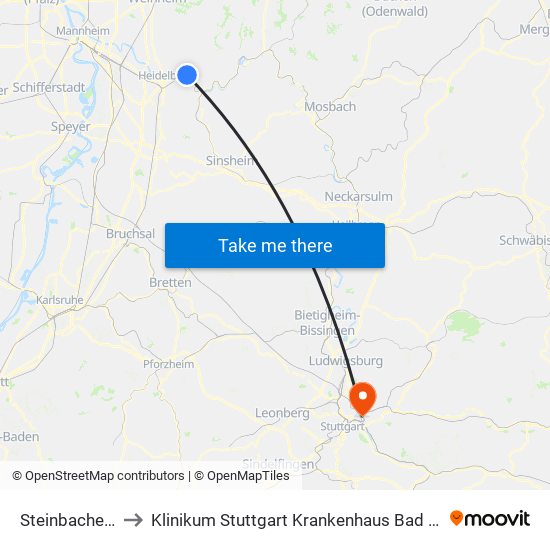 Steinbacher Tal to Klinikum Stuttgart Krankenhaus Bad Cannstatt map