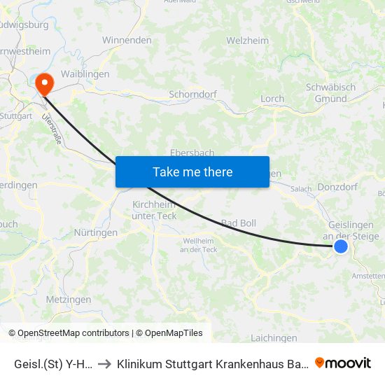 Geisl.(St) Y-Häuser to Klinikum Stuttgart Krankenhaus Bad Cannstatt map