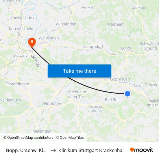 Göpp. Ursenw. Kiefernsteige to Klinikum Stuttgart Krankenhaus Bad Cannstatt map