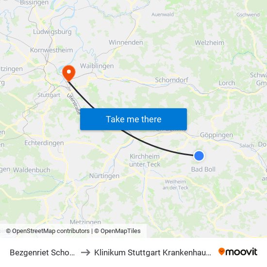 Bezgenriet Schopflenberg to Klinikum Stuttgart Krankenhaus Bad Cannstatt map