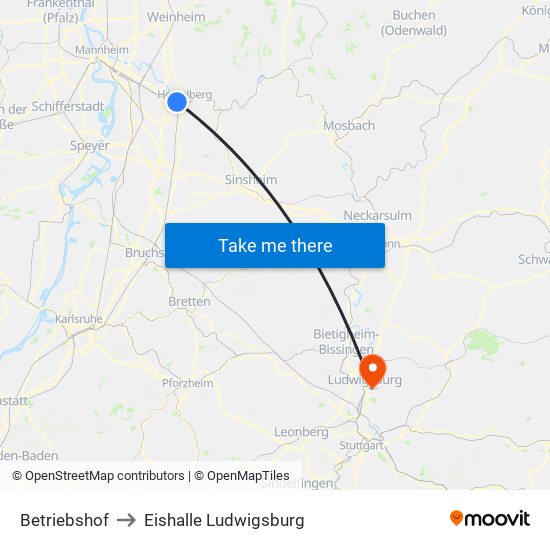 Betriebshof to Eishalle Ludwigsburg map