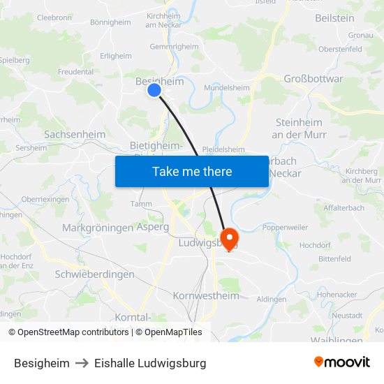 Besigheim to Eishalle Ludwigsburg map
