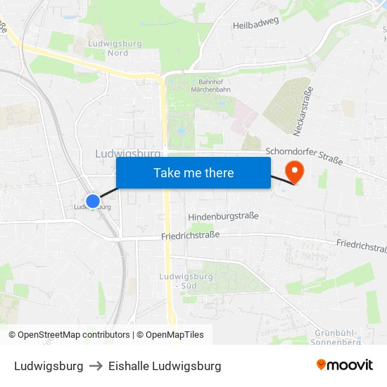 Ludwigsburg to Eishalle Ludwigsburg map