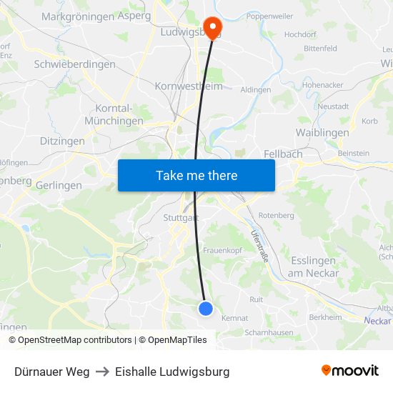 Dürnauer Weg to Eishalle Ludwigsburg map