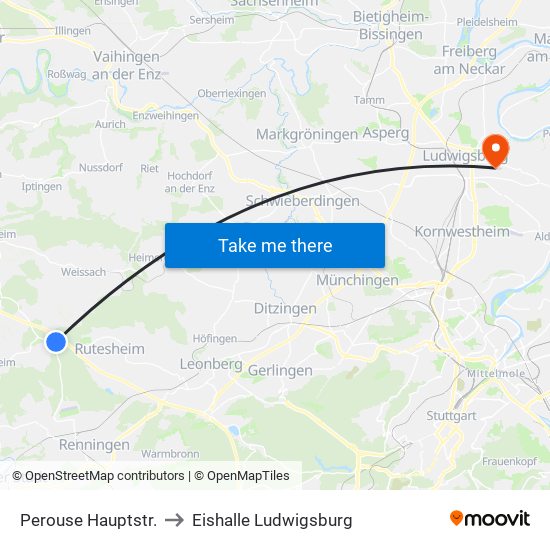 Perouse Hauptstr. to Eishalle Ludwigsburg map