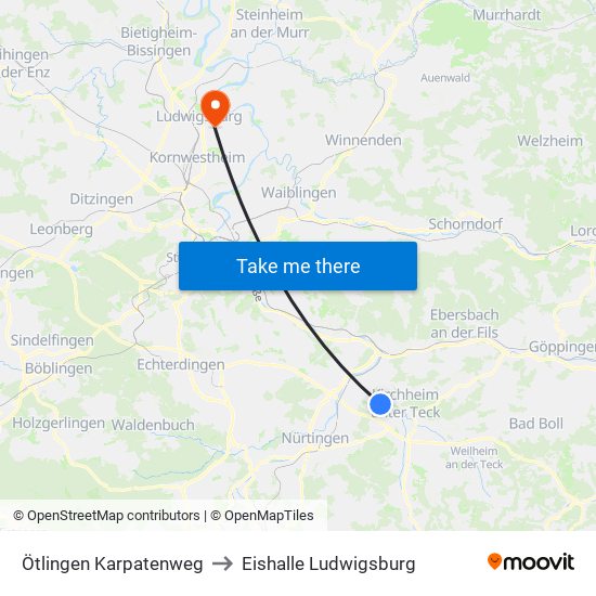 Ötlingen Karpatenweg to Eishalle Ludwigsburg map