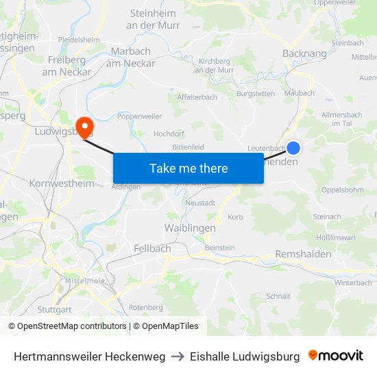 Hertmannsweiler Heckenweg to Eishalle Ludwigsburg map