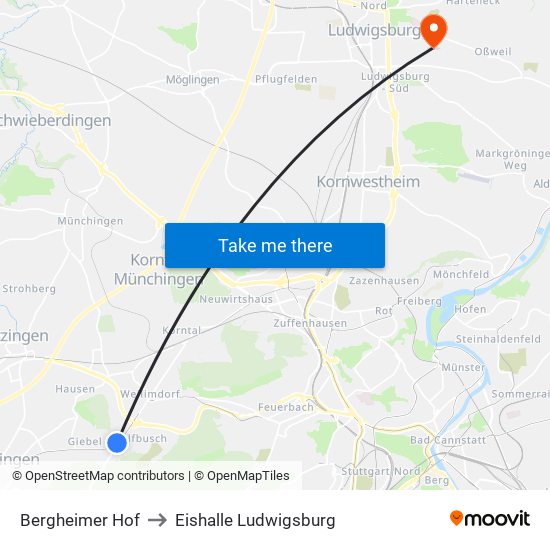 Bergheimer Hof to Eishalle Ludwigsburg map