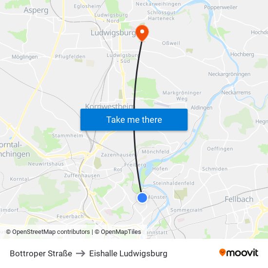 Bottroper Straße to Eishalle Ludwigsburg map