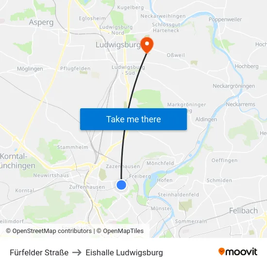 Fürfelder Straße to Eishalle Ludwigsburg map