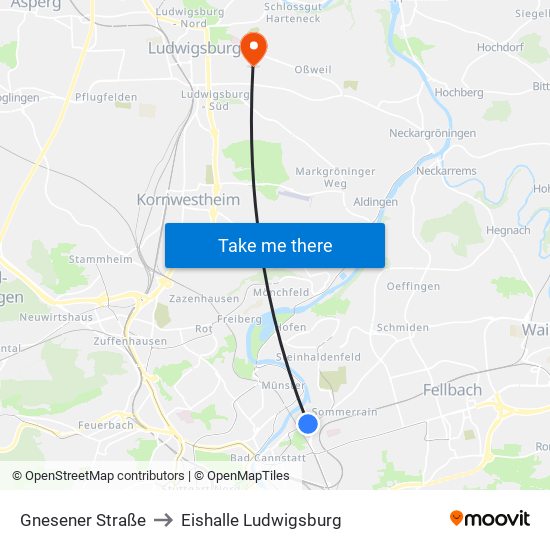 Gnesener Straße to Eishalle Ludwigsburg map