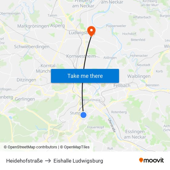 Heidehofstraße to Eishalle Ludwigsburg map