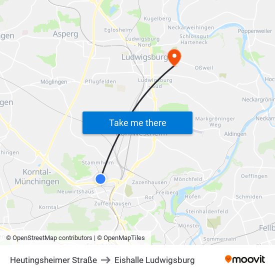 Heutingsheimer Straße to Eishalle Ludwigsburg map