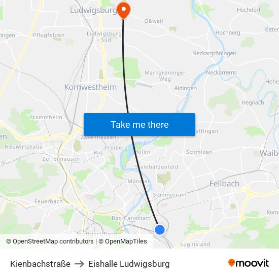 Kienbachstraße to Eishalle Ludwigsburg map