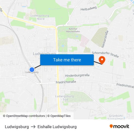 Ludwigsburg to Eishalle Ludwigsburg map