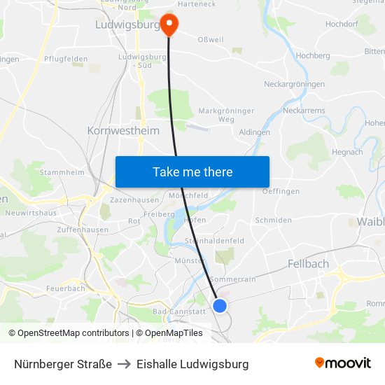 Nürnberger Straße to Eishalle Ludwigsburg map