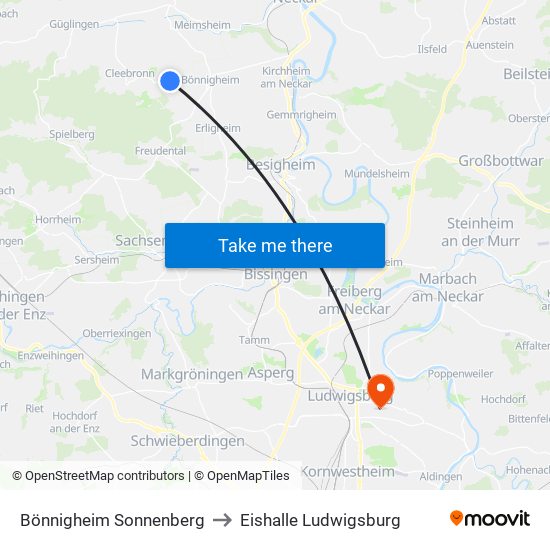 Bönnigheim Sonnenberg to Eishalle Ludwigsburg map