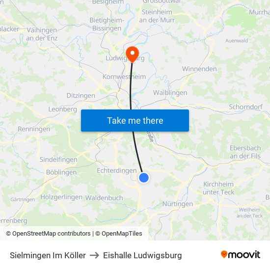 Sielmingen Im Köller to Eishalle Ludwigsburg map