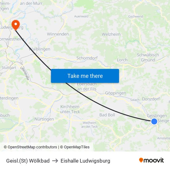Geisl.(St) Wölkbad to Eishalle Ludwigsburg map