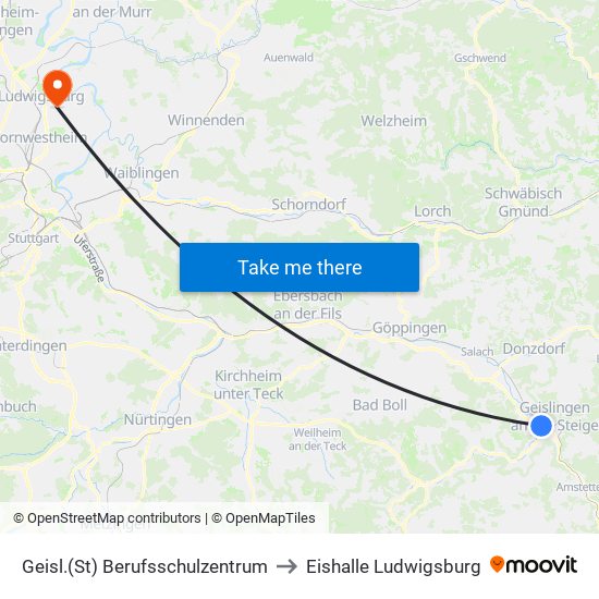 Geisl.(St) Berufsschulzentrum to Eishalle Ludwigsburg map