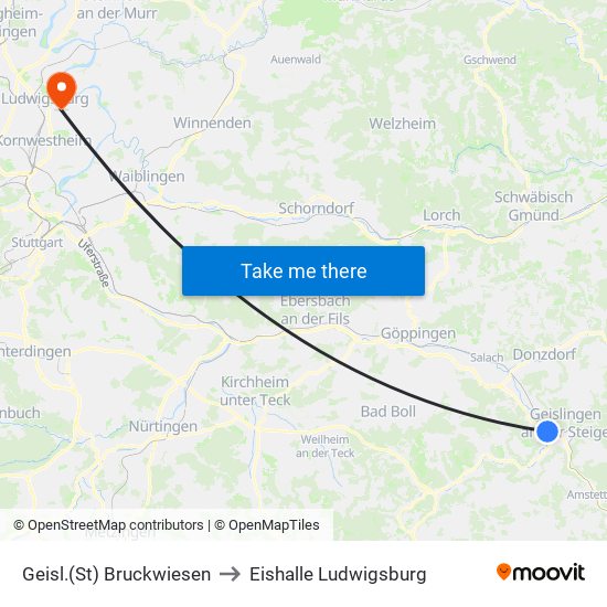 Geisl.(St) Bruckwiesen to Eishalle Ludwigsburg map
