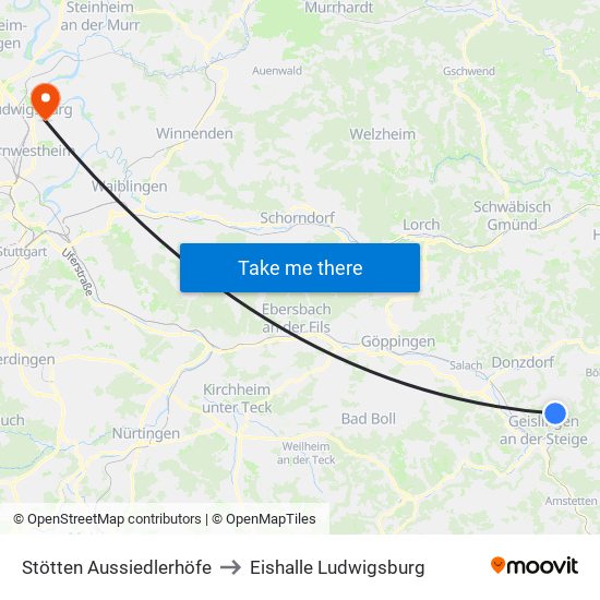 Stötten Aussiedlerhöfe to Eishalle Ludwigsburg map