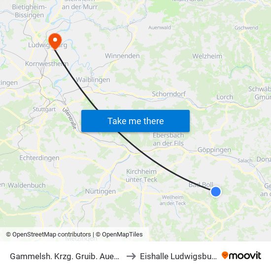 Gammelsh. Krzg. Gruib. Auend. to Eishalle Ludwigsburg map