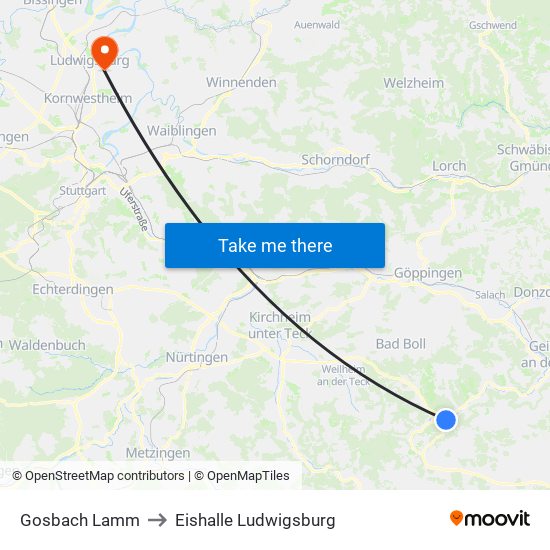 Gosbach Lamm to Eishalle Ludwigsburg map