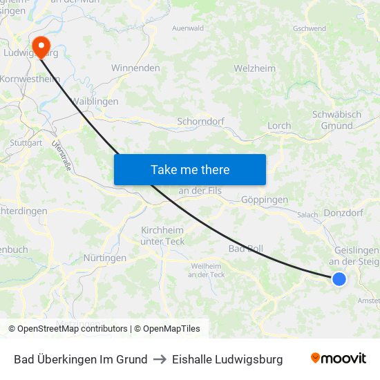 Bad Überkingen Im Grund to Eishalle Ludwigsburg map