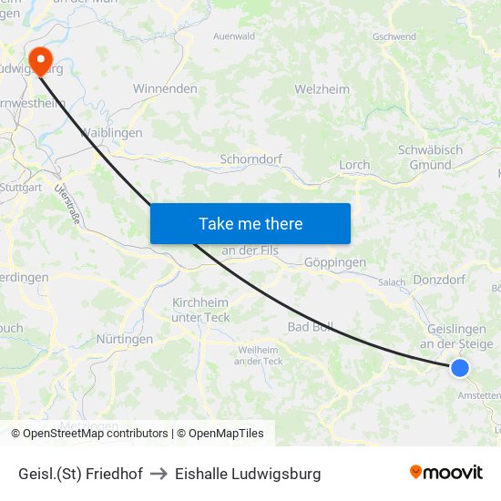 Geisl.(St) Friedhof to Eishalle Ludwigsburg map