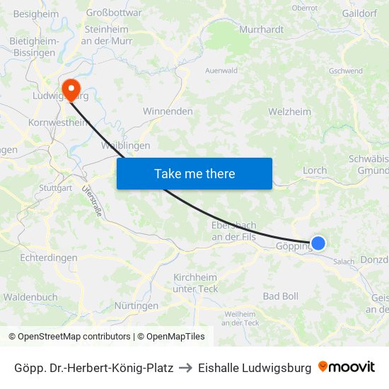 Göpp. Dr.-Herbert-König-Platz to Eishalle Ludwigsburg map