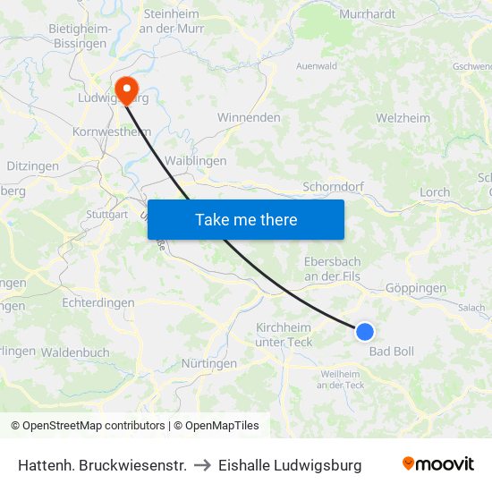 Hattenh. Bruckwiesenstr. to Eishalle Ludwigsburg map