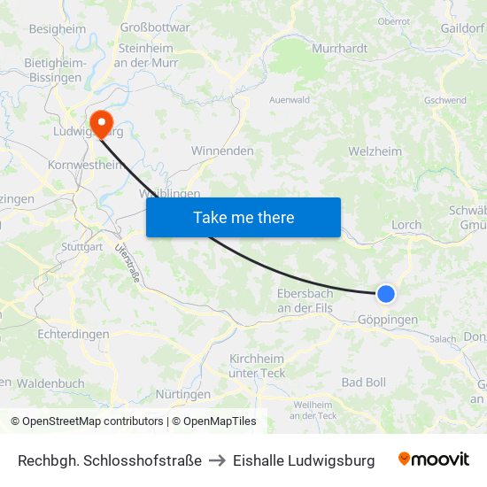 Rechbgh. Schlosshofstraße to Eishalle Ludwigsburg map