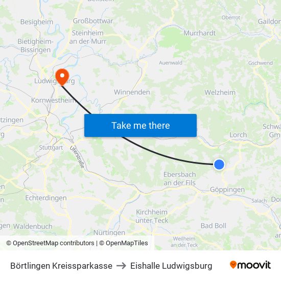 Börtlingen Kreissparkasse to Eishalle Ludwigsburg map