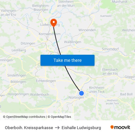 Oberboih. Kreissparkasse to Eishalle Ludwigsburg map