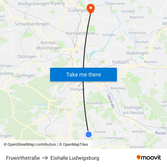 Fruwirthstraße to Eishalle Ludwigsburg map