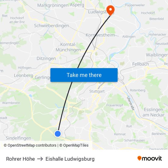 Rohrer Höhe to Eishalle Ludwigsburg map