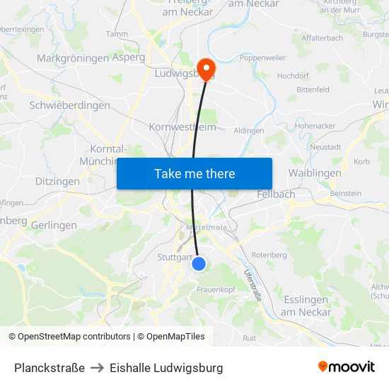 Planckstraße to Eishalle Ludwigsburg map