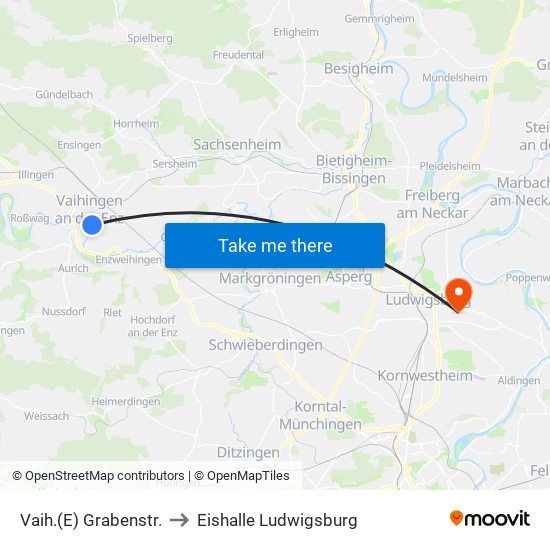 Vaih.(E) Grabenstr. to Eishalle Ludwigsburg map