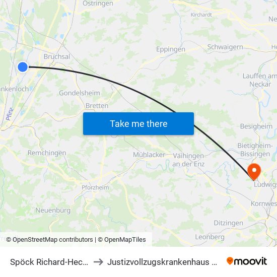 Spöck Richard-Hecht-Schule to Justizvollzugskrankenhaus Hohenasperg map