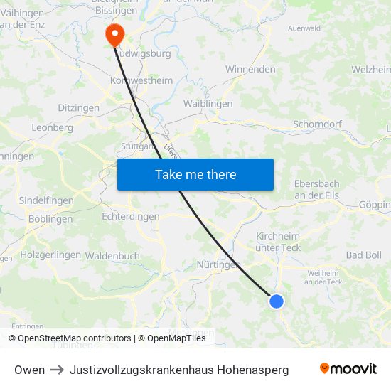 Owen to Justizvollzugskrankenhaus Hohenasperg map