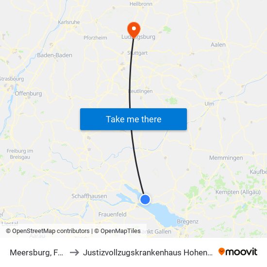 Meersburg, Fähre to Justizvollzugskrankenhaus Hohenasperg map