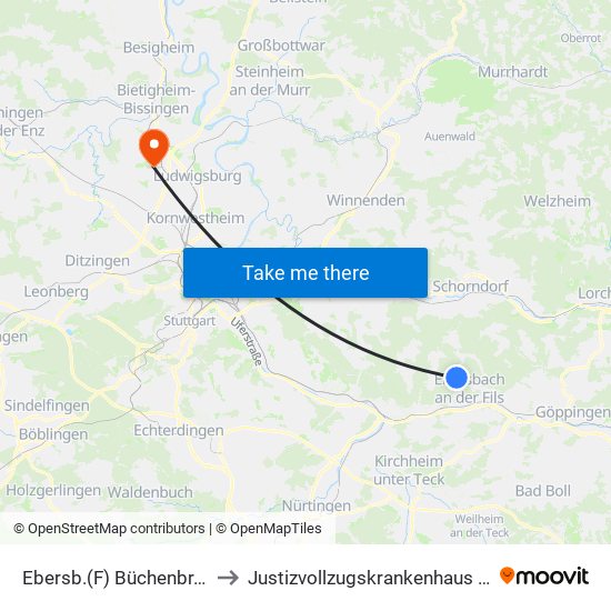 Ebersb.(F) Büchenbr. Forsthaus to Justizvollzugskrankenhaus Hohenasperg map